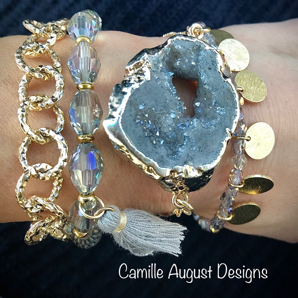 Druzy stone bracelet stack